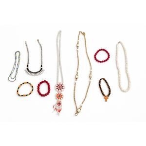 Vintage Necklace Lot Seed Bead Shell Boho Mixed Costume Jewelry Handmade Fashion